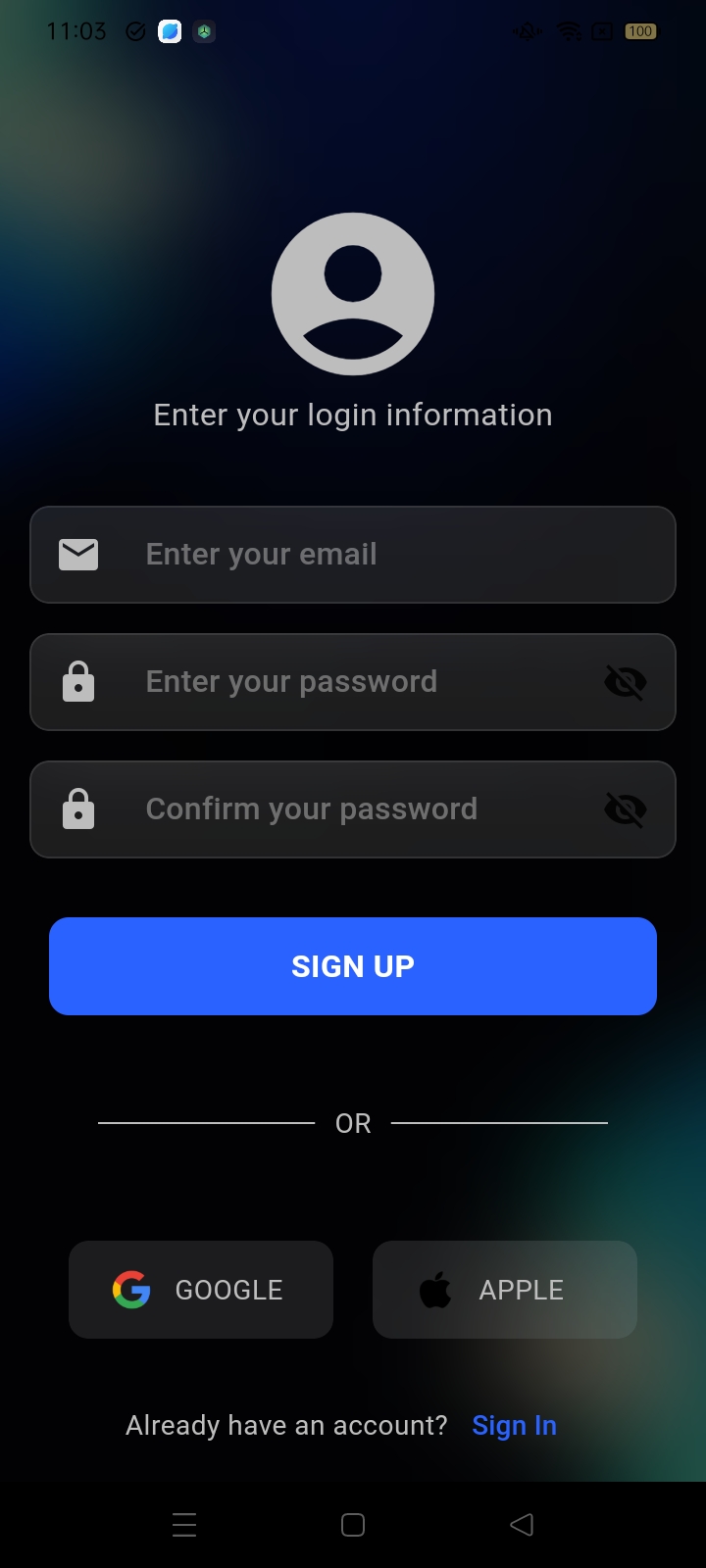 Screenshot of Flutter Authentication application