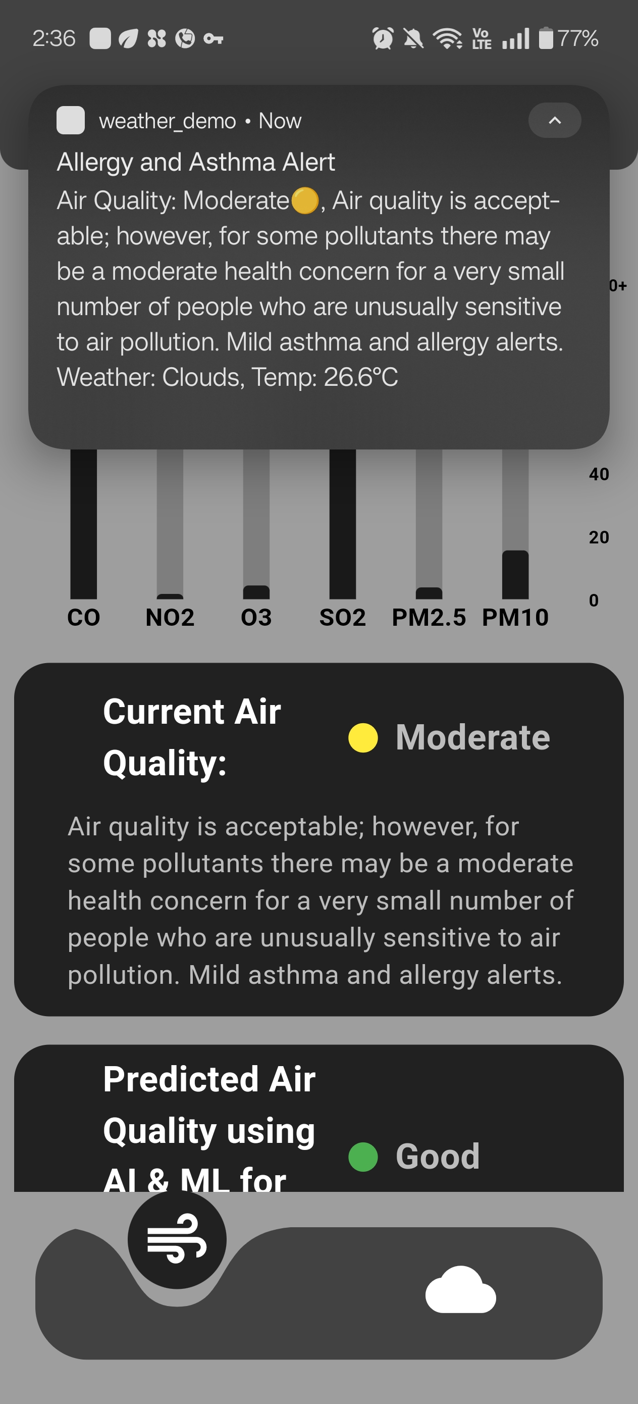 Screenshot of AI Allergy application