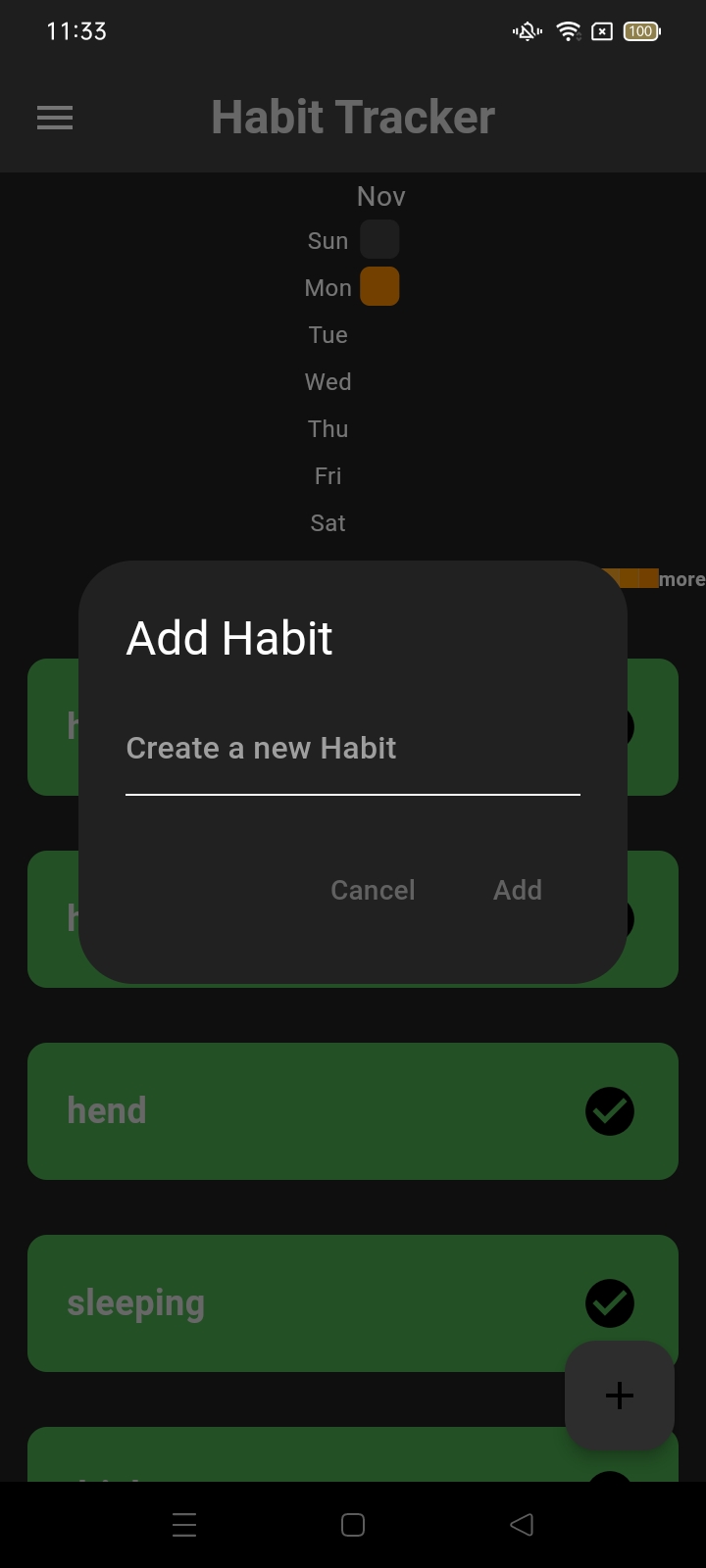 Screenshot of Habit Tracker application